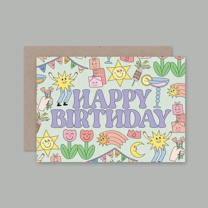 Pastel Happy Birthday Greeting Card - party invitations, cards and stationery from Party & Pout Australia
