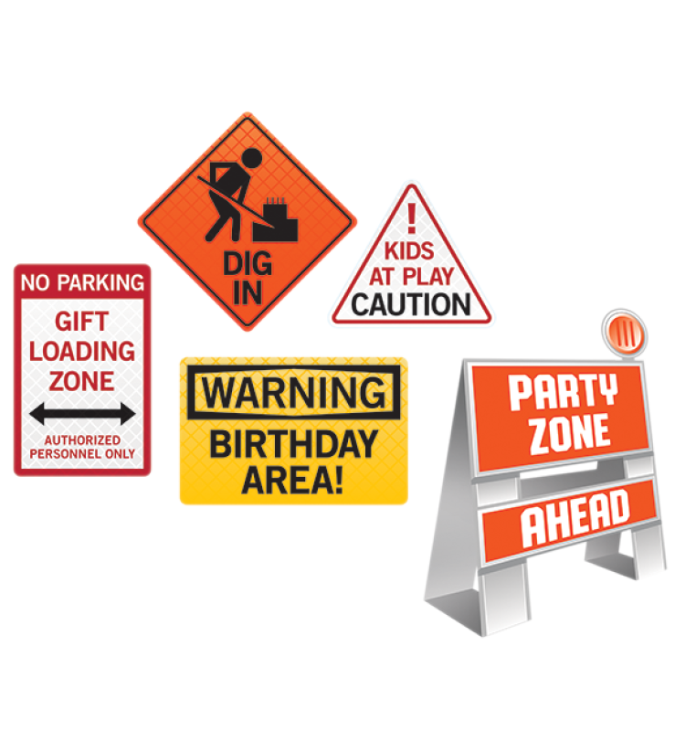 Construction decorating kit Big Dig easel and wall signs Party and Pout