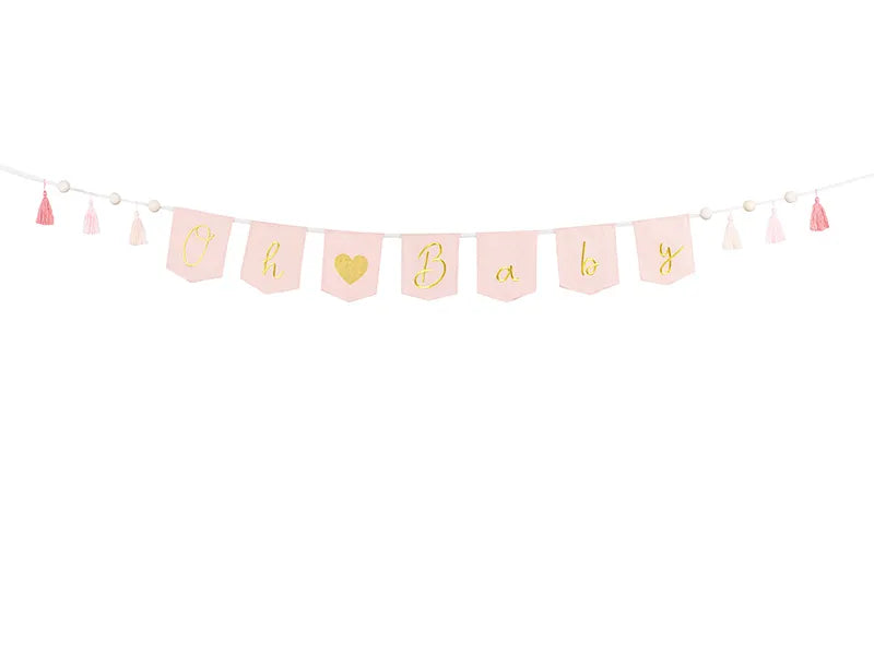 fabric baby shower banner pink – welcome baby party supplies