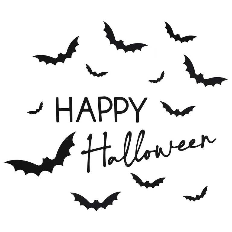 happy halloween black door sticker with bats – halloween décor australia