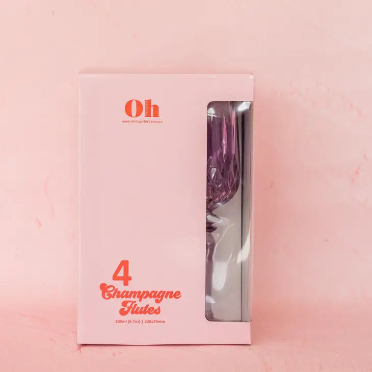 sweet lilac champagne flute set 4-piece tinted glass party supplies Australia