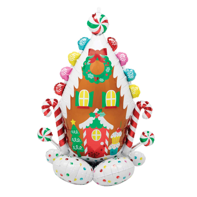 Standing Christmas Gingerbread House Balloon Decoration - Christmas party decorations and tableware from Party & Pout Aust...