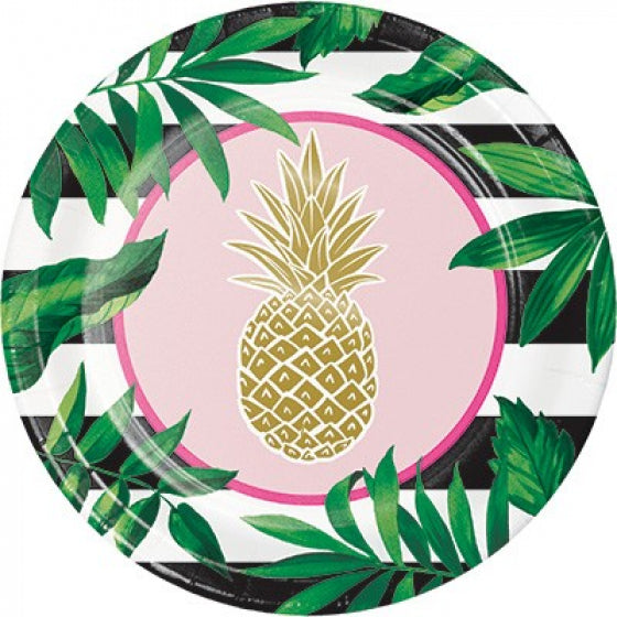 Large Pineapple & Leaves Paper Party Plates - party plates and tableware from Party & Pout Australia