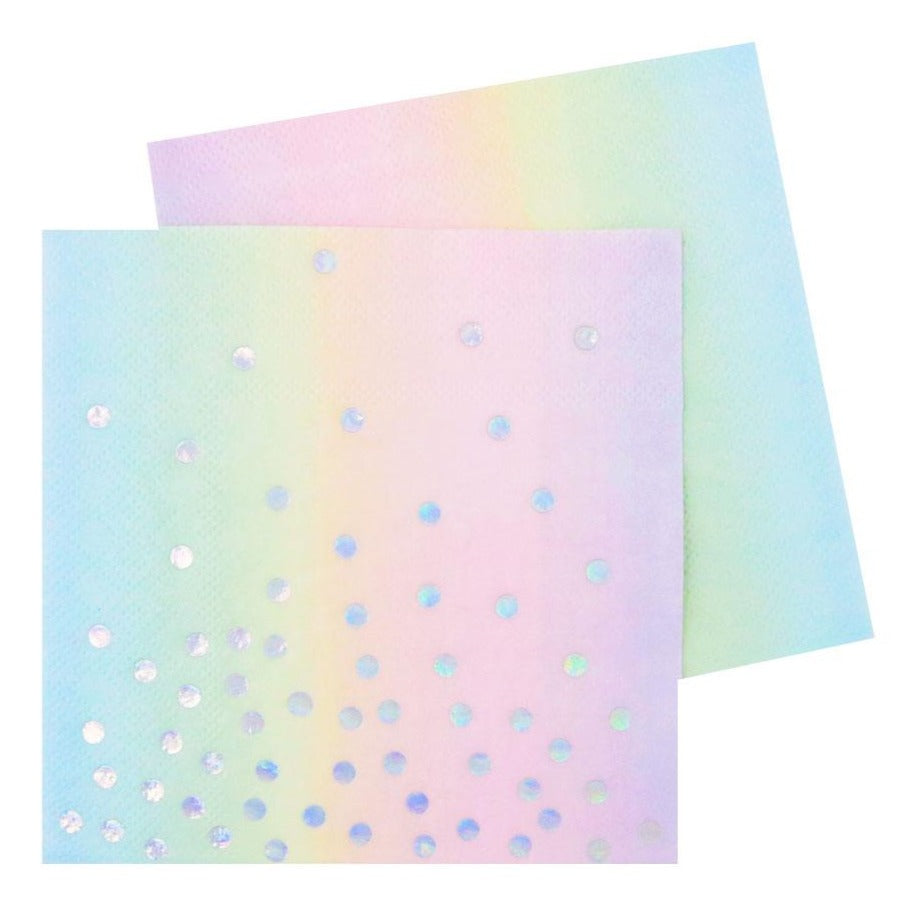 Pastel Rainbow Iridescent Holographic Napkins Serviettes - party napkins and serviettes from Party & Pout Australia