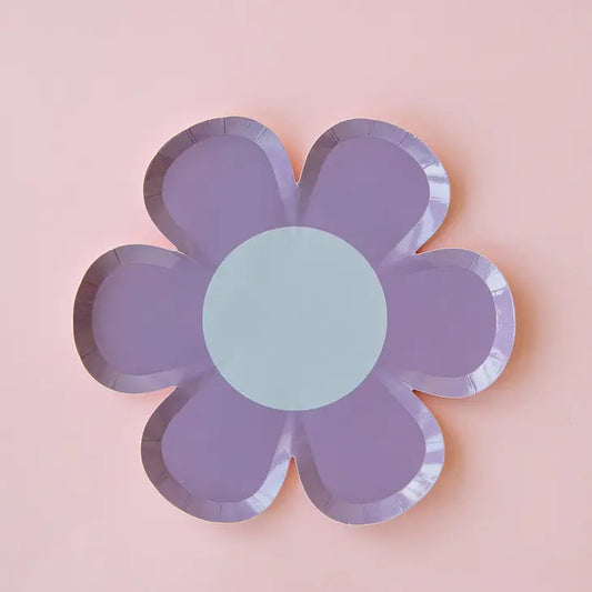 Rainbow Bloom Purple Dairy Flower Paper Party Plate - party plates and tableware from Party & Pout Australia