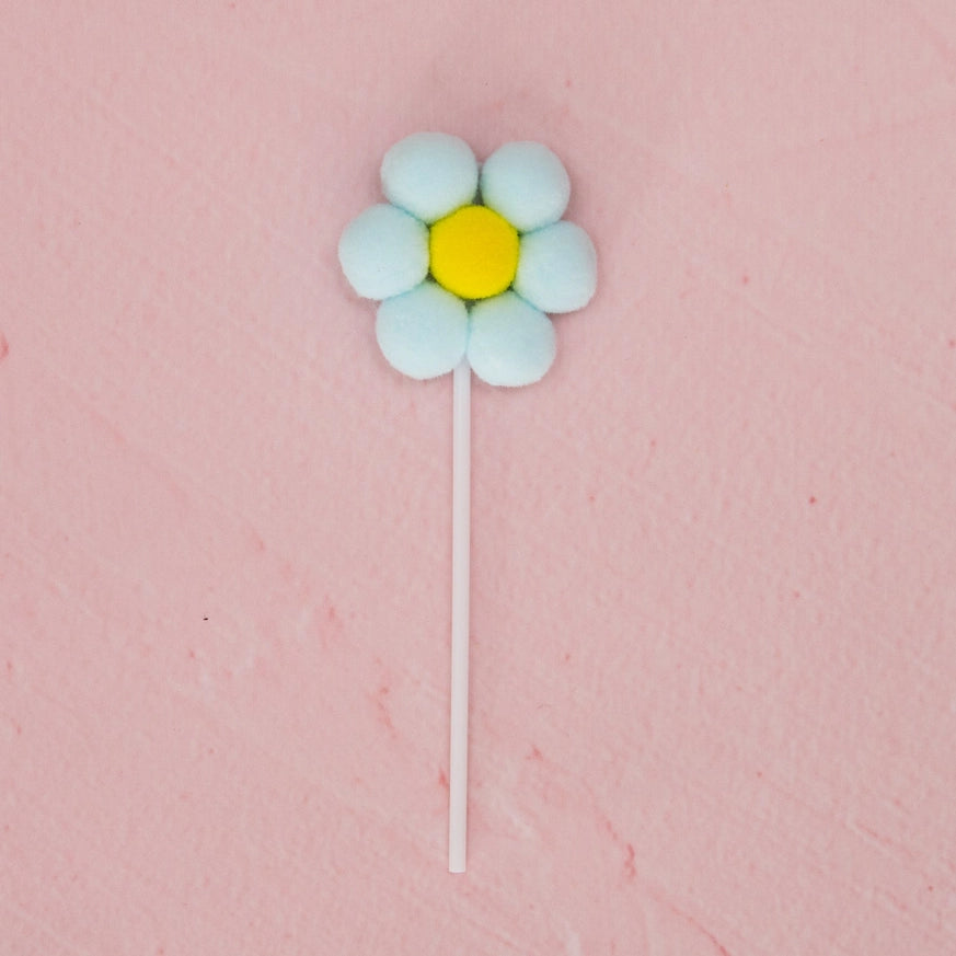 baby blue pom pom daisy cake topper birthday cake decoration Australia
