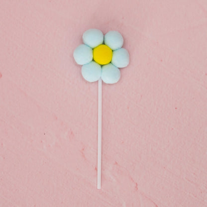 baby blue pom pom daisy cake topper birthday cake decoration Australia
