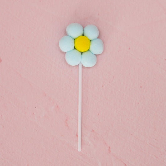 baby blue pom pom daisy cake topper birthday cake decoration Australia
