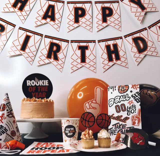 Kids birthday party pack for 12 disposable party tableware balloons cake topper