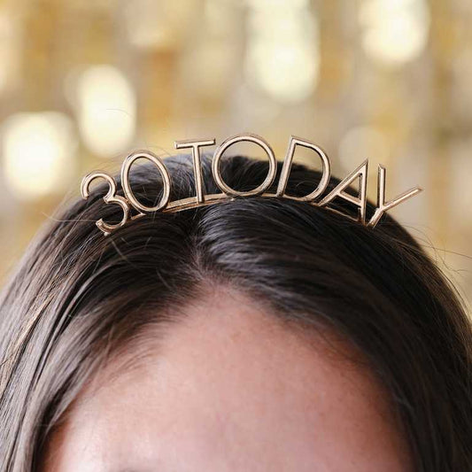 Champagne Gold 30th Birthday Headband metallic 30 Today party accessory