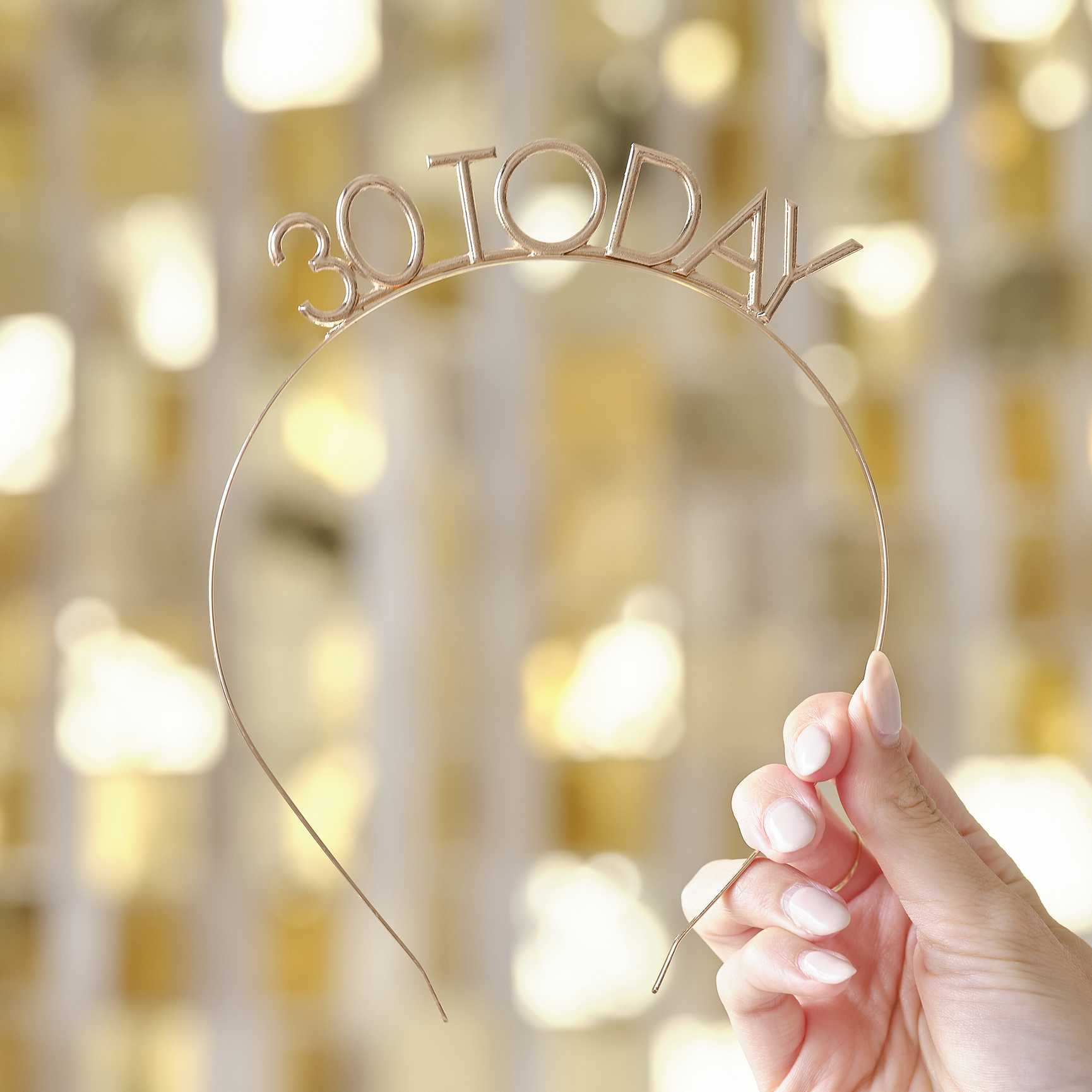 Gold “30 Today” birthday tiara headband milestone birthday Australia