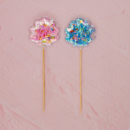 blue confetti shell cake topper ocean birthday party supplies
