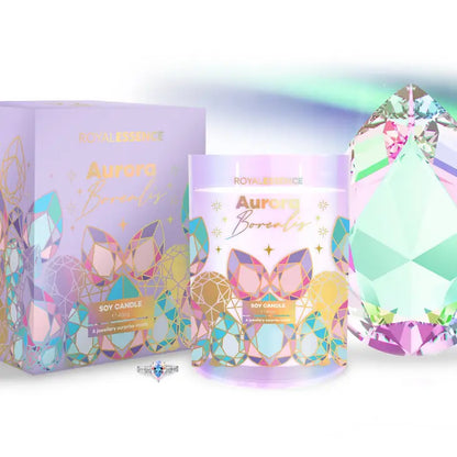Fruity scented soy candle Aurora Borealis gift candle with hidden ring