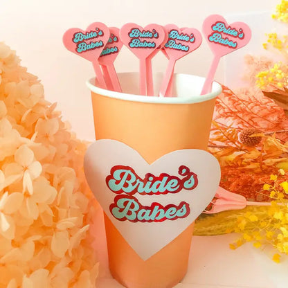 Bride's Babes heart drink stirrers 8-pack party accessories Australia
