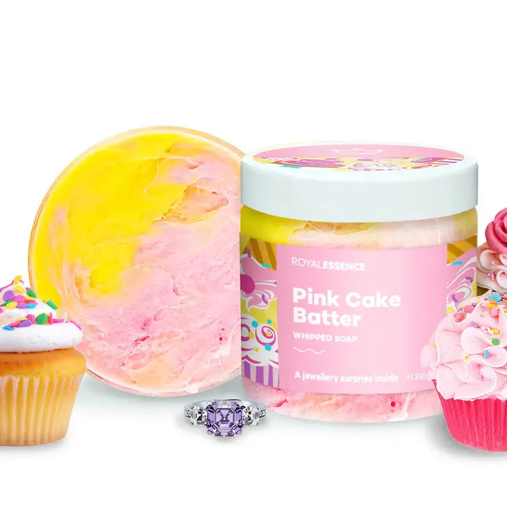 Pink Cake Batter Whipped Soap Surprise with hidden silver ring gift Australia