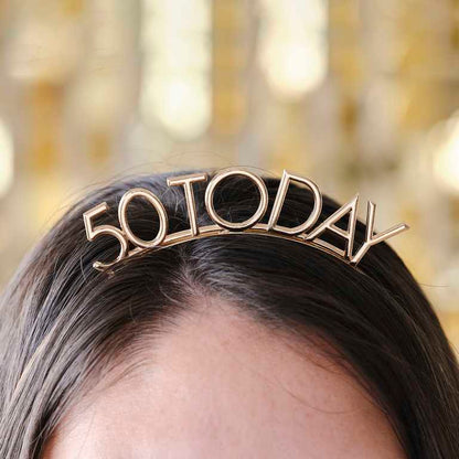Champagne gold 50th birthday headband milestone party accessory