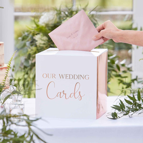 Rose gold wedding post box card box elegant wedding décor