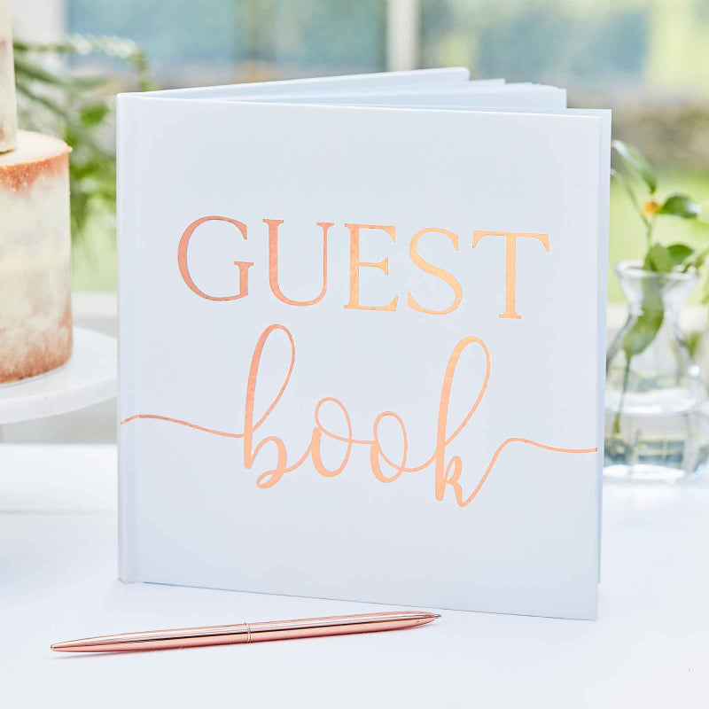 Rose gold foil wedding guest book hardcover Australia