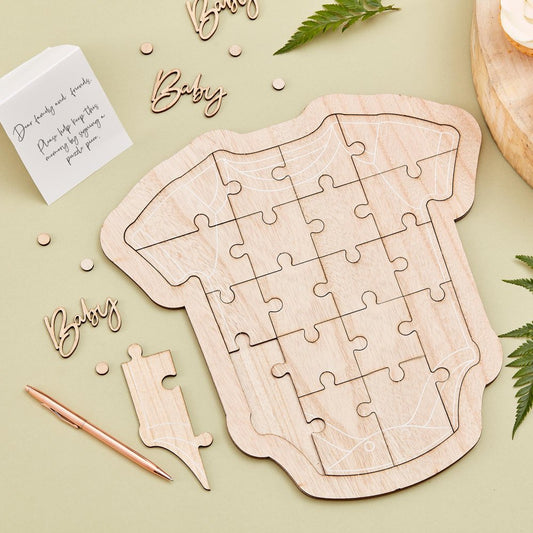 wooden baby shower guest book babygrow puzzle keepsake party and pout australia