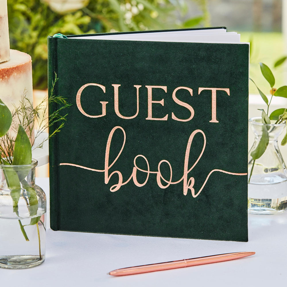 green velvet foiled wedding guest book luxe event keepsake party and pout australia