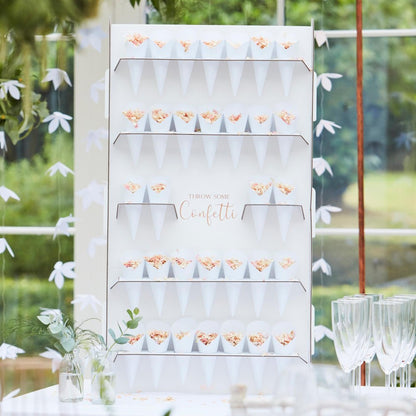 Wedding confetti cone holder stand with confetti cones Australia
