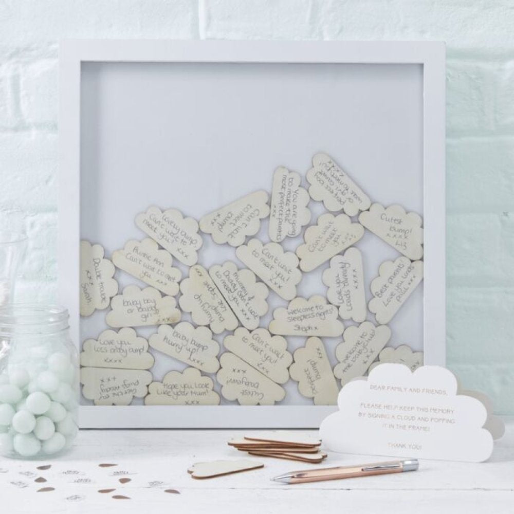 Hello World Cloud Baby Shower Memories Keepsake Frame - party supplies and decorations from Party & Pout Australia