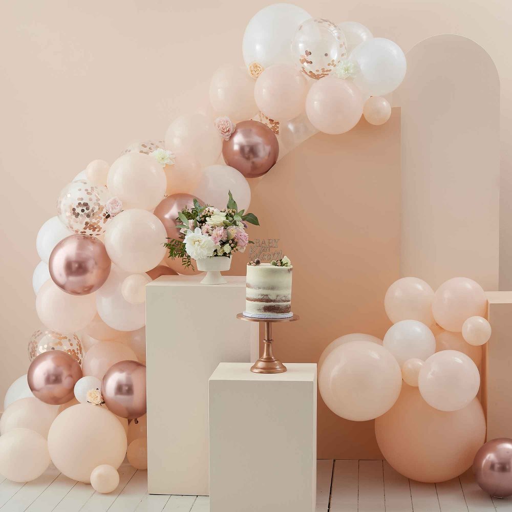 Peach White & Rose Gold DIY Balloon Garland Kit - balloon garlands and arches from Party & Pout Australia