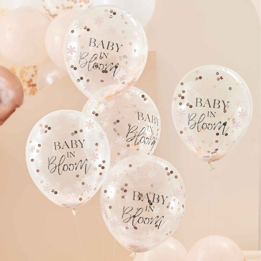 Rose Gold Floral & Confetti Baby in Bloom Baby Shower Balloons - party balloons and balloon decorations from Party & Pout ...