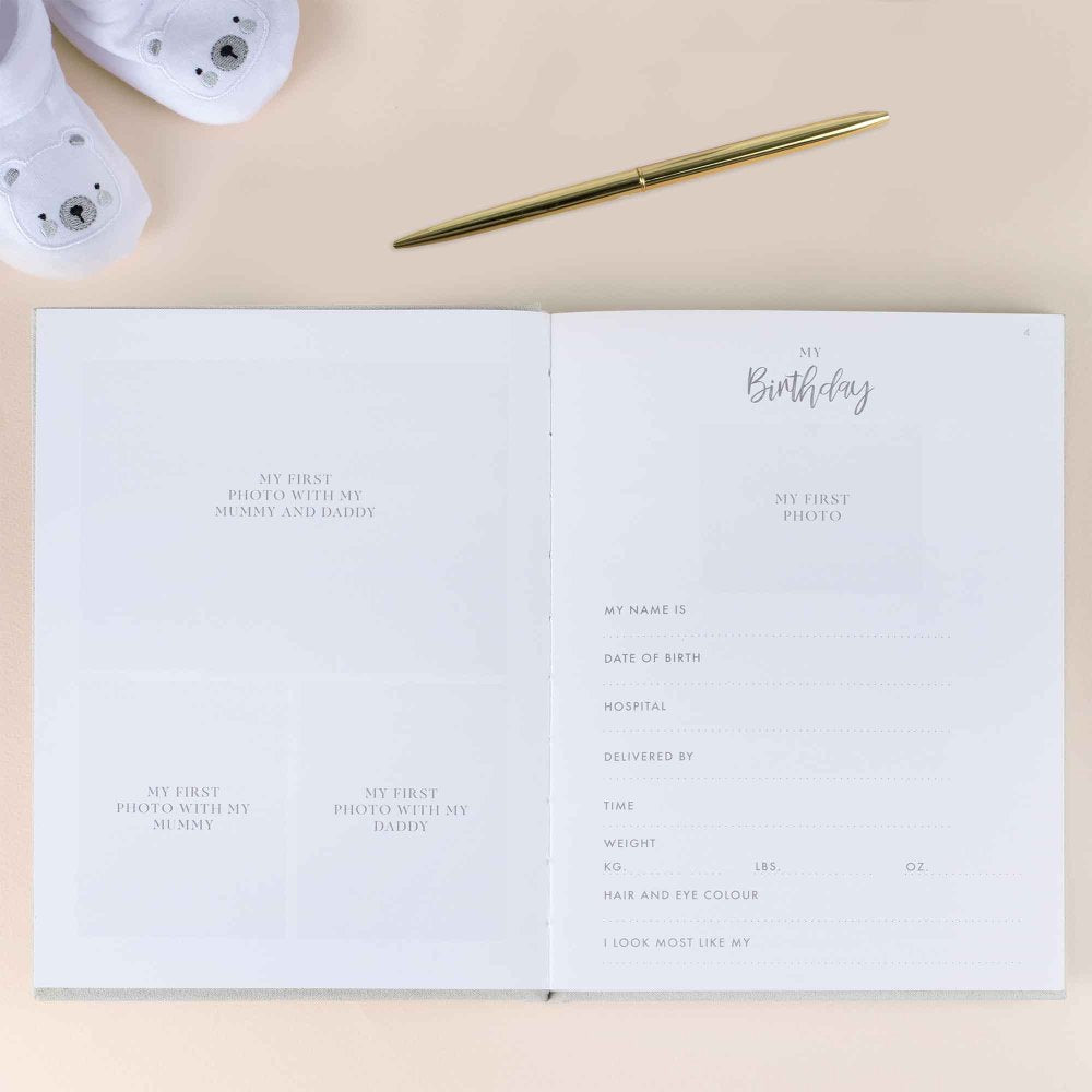 elegant grey suede baby journal 62 page guest book newborn baby shower gift