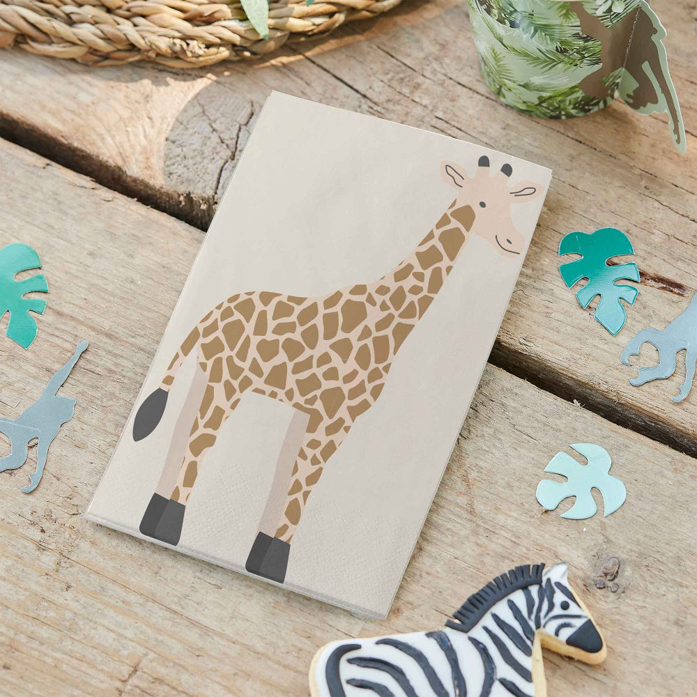 Giraffe paper napkins 16-pack jungle party kids birthday tableware