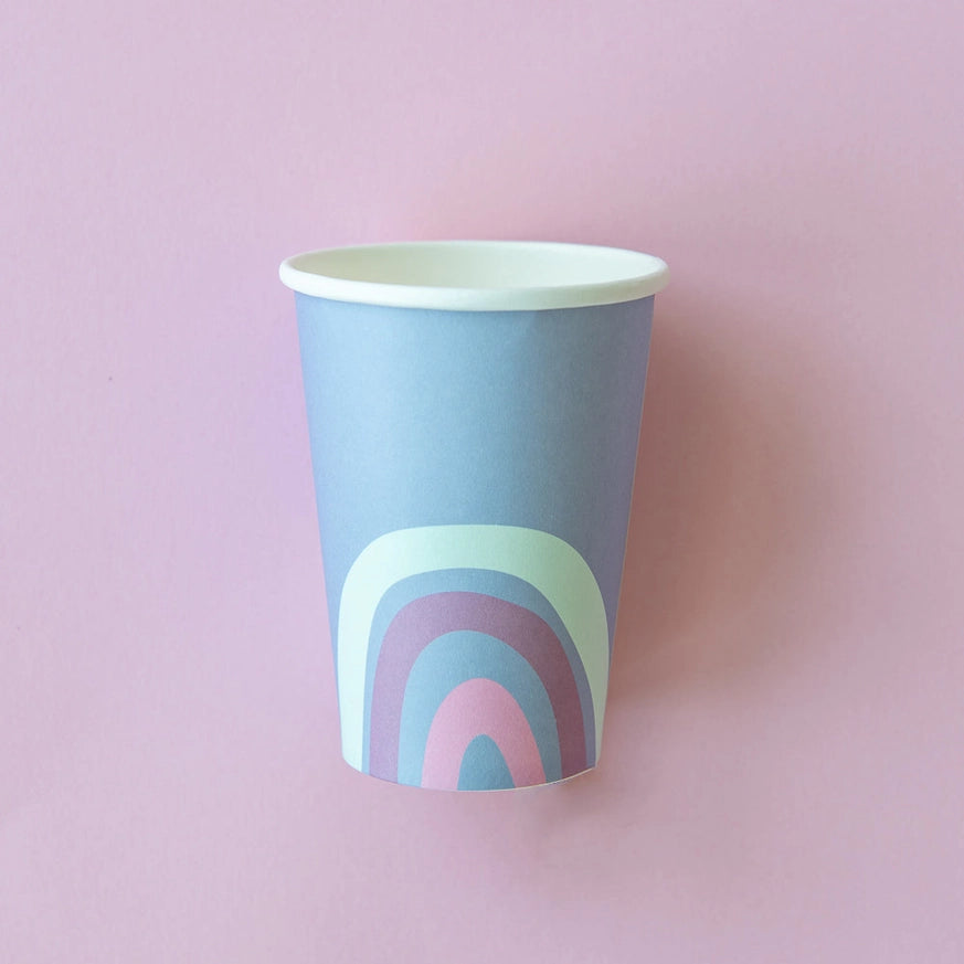 rainbow bloom paper cups 8 pack party supplies Australia
