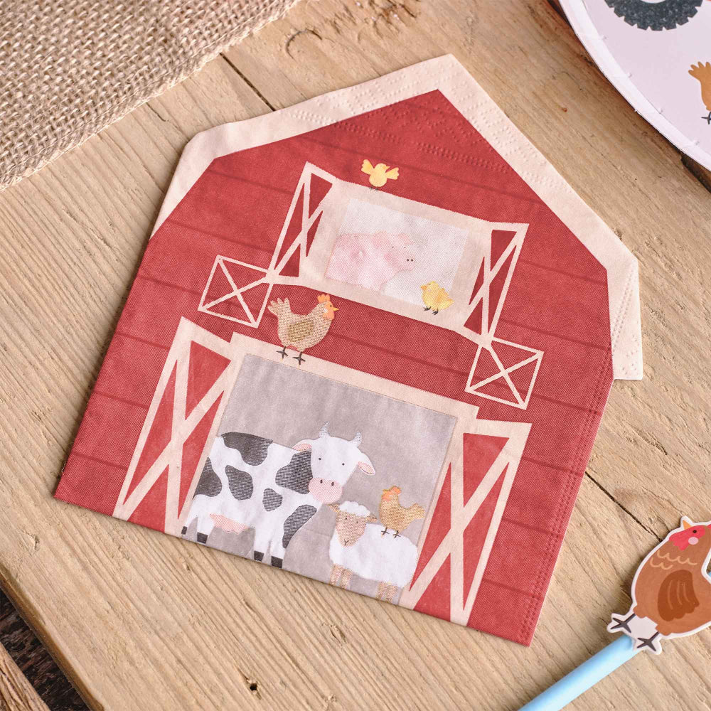 Barn shaped farm paper napkins kids birthday Australia