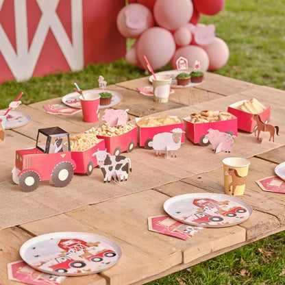 Tractor and trailer farm party treat stand kids birthday décor