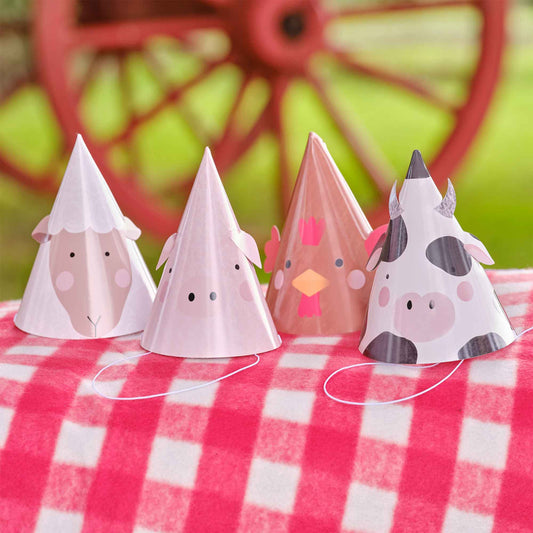 Farm animal party hats pack of 8 kids birthday Australia