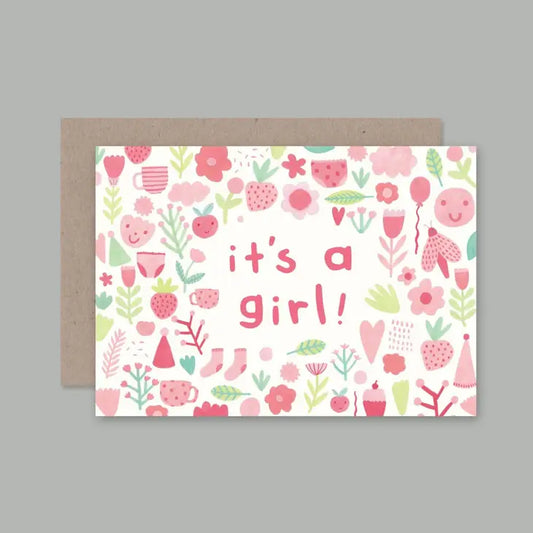 It's a Girl Greeting Card - party invitations, cards and stationery from Party & Pout Australia