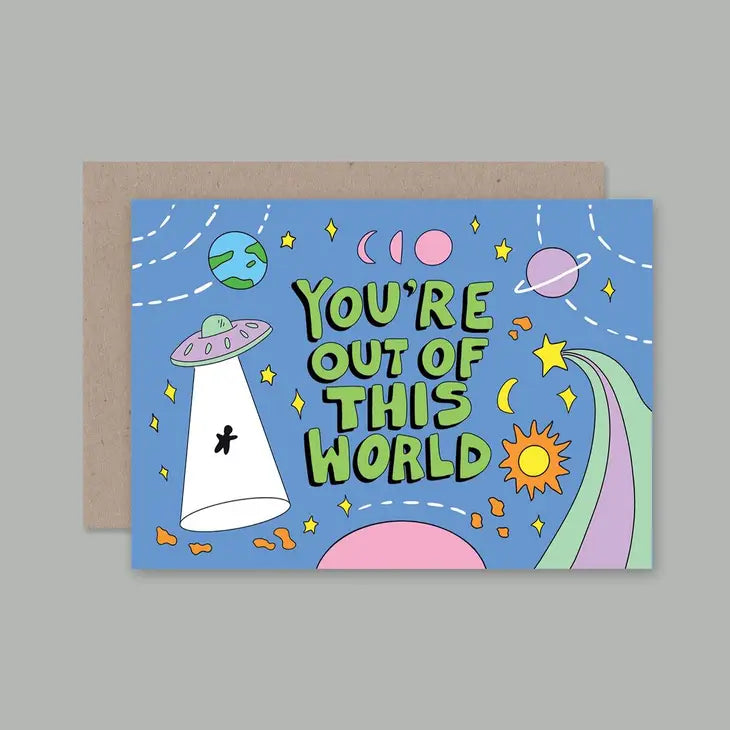 You’re Out of This World Greeting Card birthday card outer space design Australia