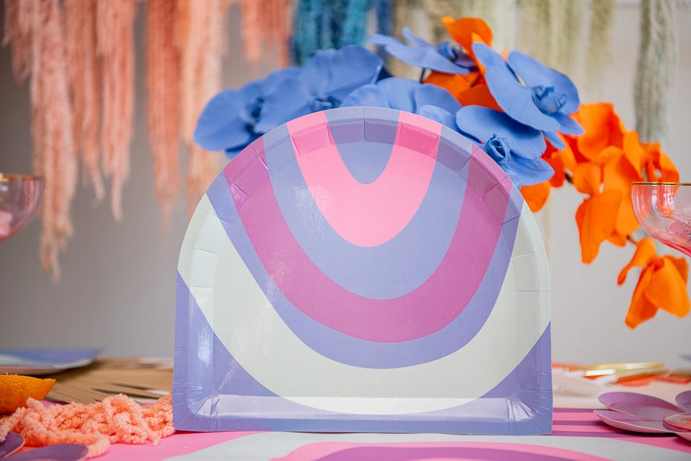 rainbow bloom paper dinner plates 8 pack party supplies Australia
