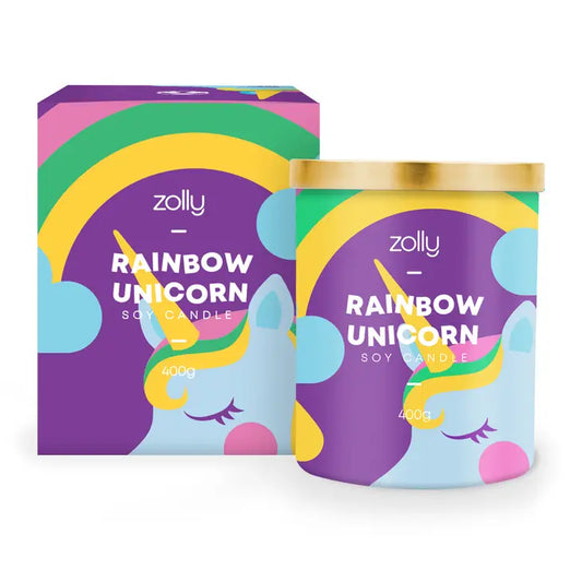 Rainbow Unicorn Soy Candle - gifts, keepsakes and party presents from Party & Pout Australia