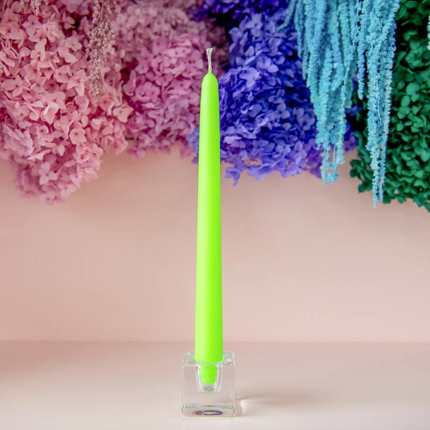 neon green tapered candle table centerpiece decoration Australia
