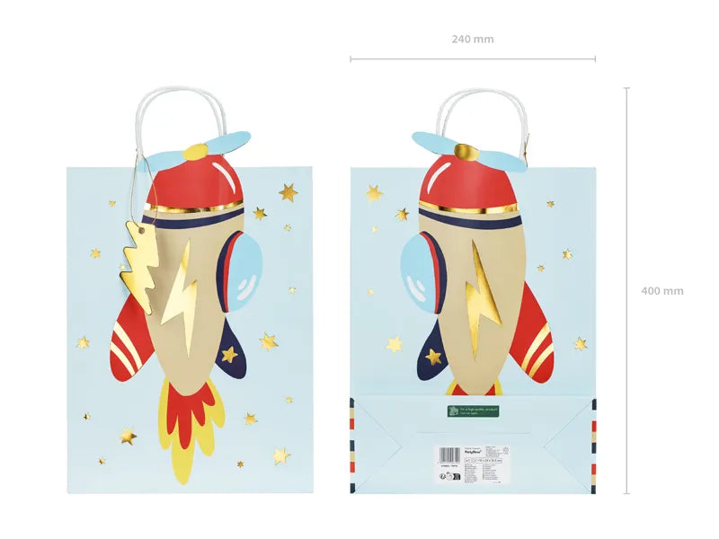 blue airplane kids gift bag – boys birthday party treat bag australia