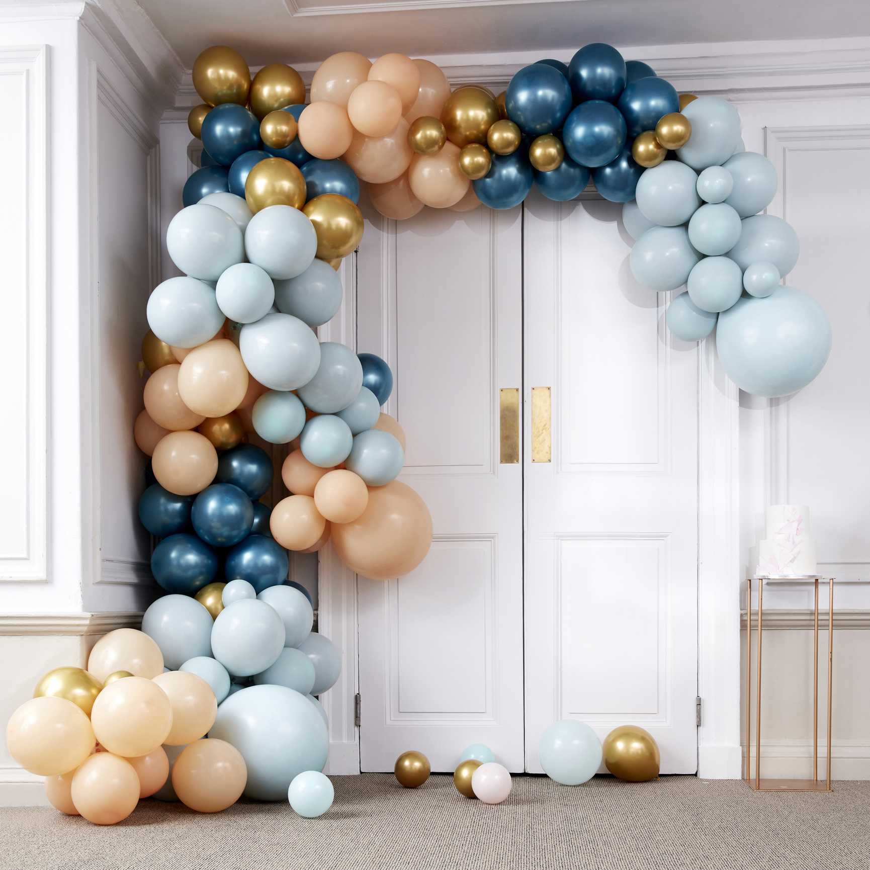 Teal and gold chrome balloon arch kit party decorations Party and Pout Australia