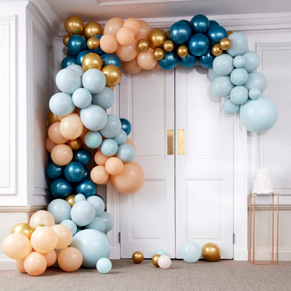 Teal and gold chrome balloon arch kit party decorations Party and Pout Australia