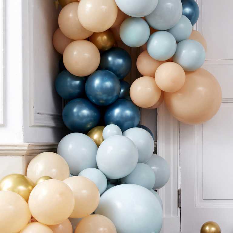 Luxe teal balloon garland backdrop for birthdays anniversaries adult parties
