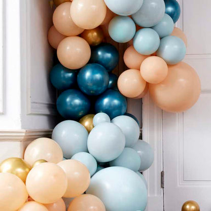 Luxe teal balloon garland backdrop for birthdays anniversaries adult parties