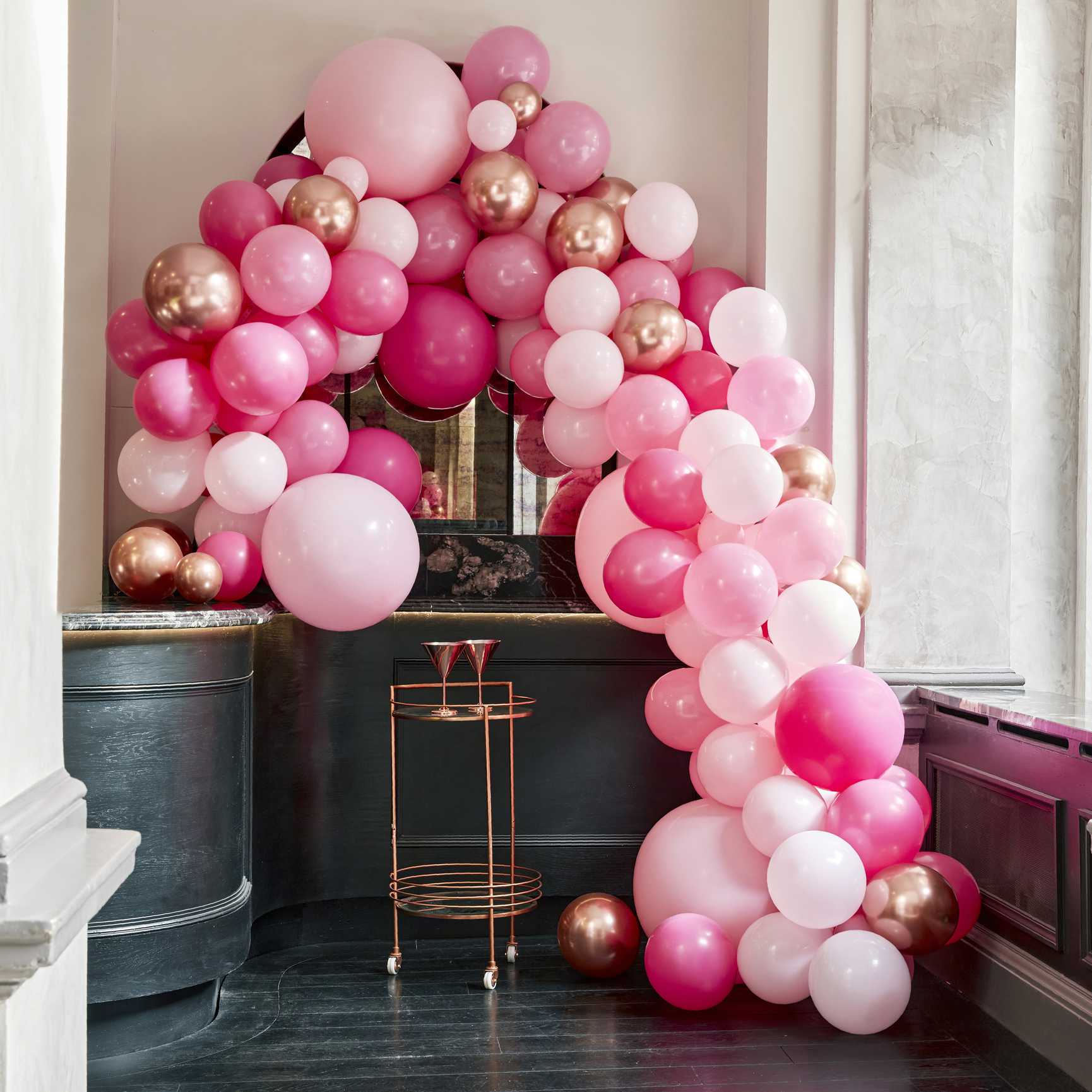 Pink and rose gold balloon arch kit party decorations Party and Pout Australia