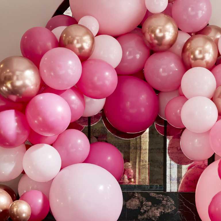 Luxe balloon garland pink rose gold for birthdays weddings baby showers
