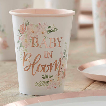 Floral Baby in Bloom Baby Shower Paper Party Cups - party cups and drinkware from Party & Pout Australia