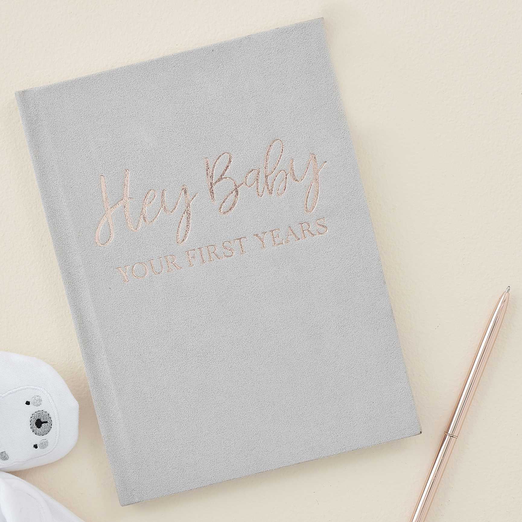 baby in bloom guest book grey suede my baby journal memory book newborn keepsake australia