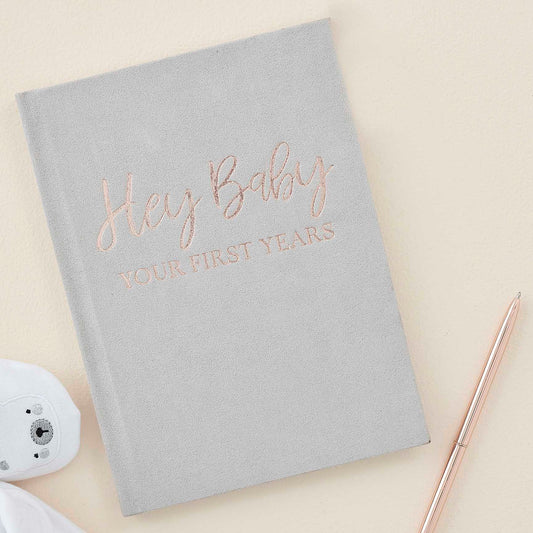 baby in bloom guest book grey suede my baby journal memory book newborn keepsake australia