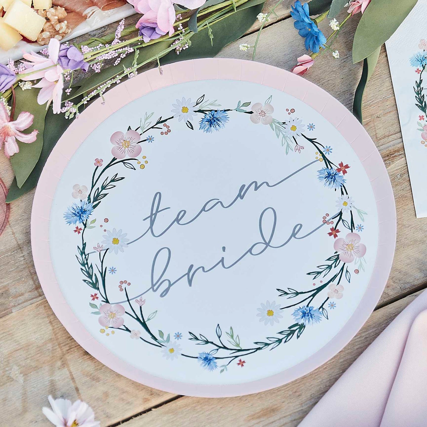 Floral Team Bride Bridal Shower Hens Party Paper Plates - party plates and tableware from Party & Pout Australia